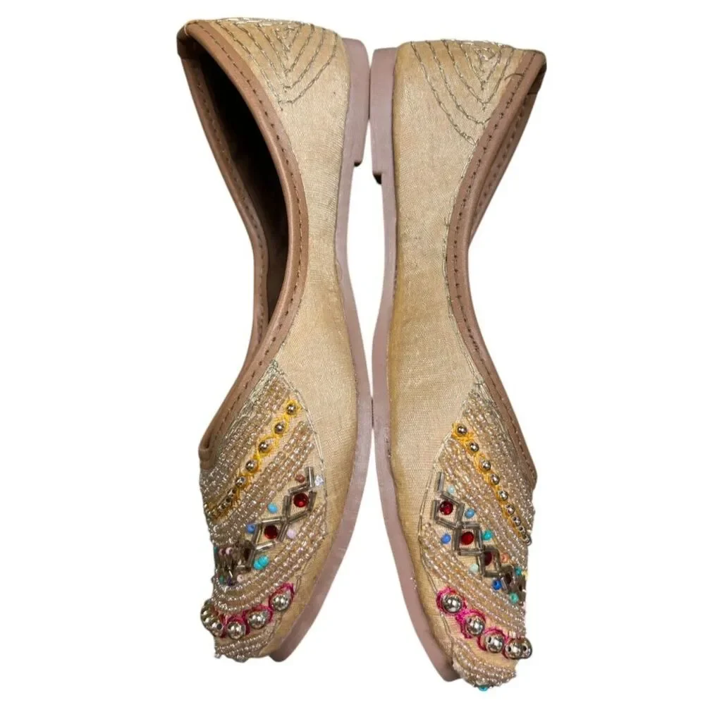 Unbranded Punjabi Jutti for Girls - Indian Shoes - Ethnic Gold Jutti Sz 3